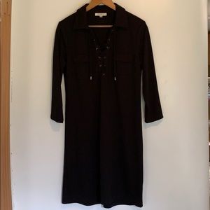 Three quarter sleeves black dress
